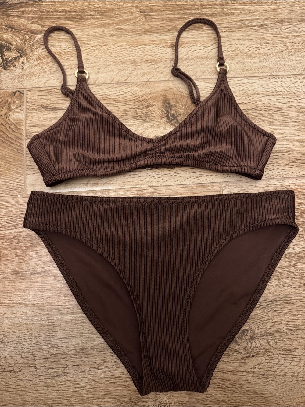 Aerie Ribbed Chocolate Brown Women’s Bikini Set